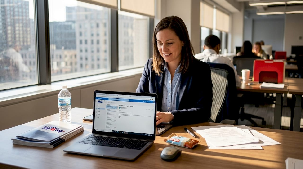 hr manager sending travel reward email