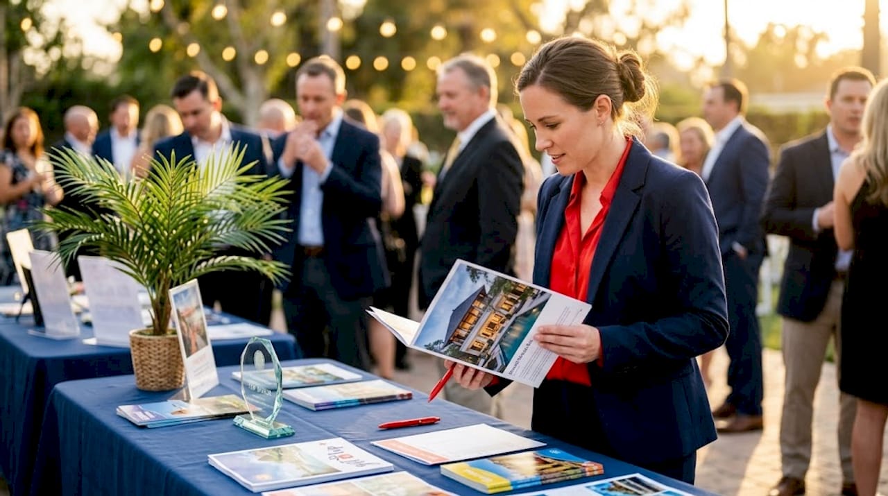 event organizer reviewing luxury travel folder