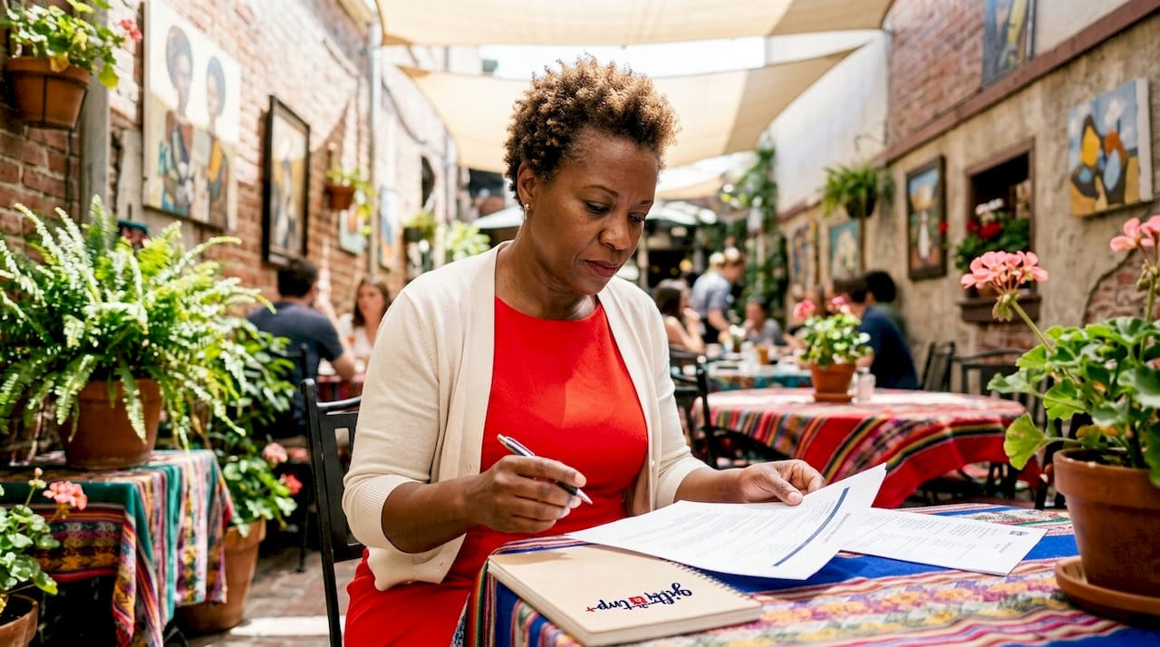 nonprofit professional reviewing donor travel plans