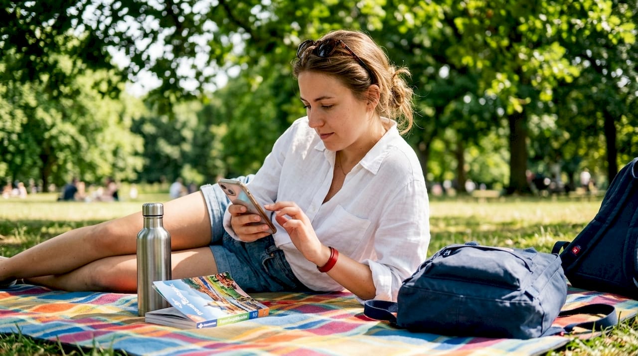 traveler checking digital travel certificate on phone