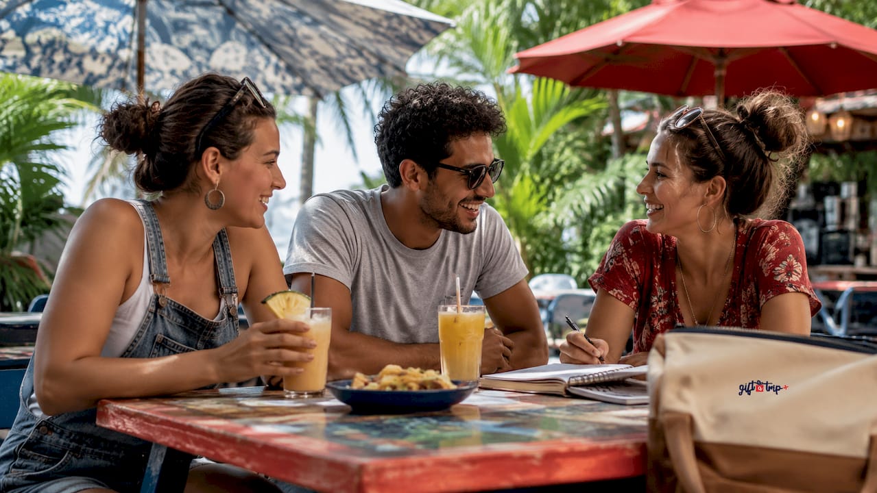 people enjoying sunny resort poolside vacation