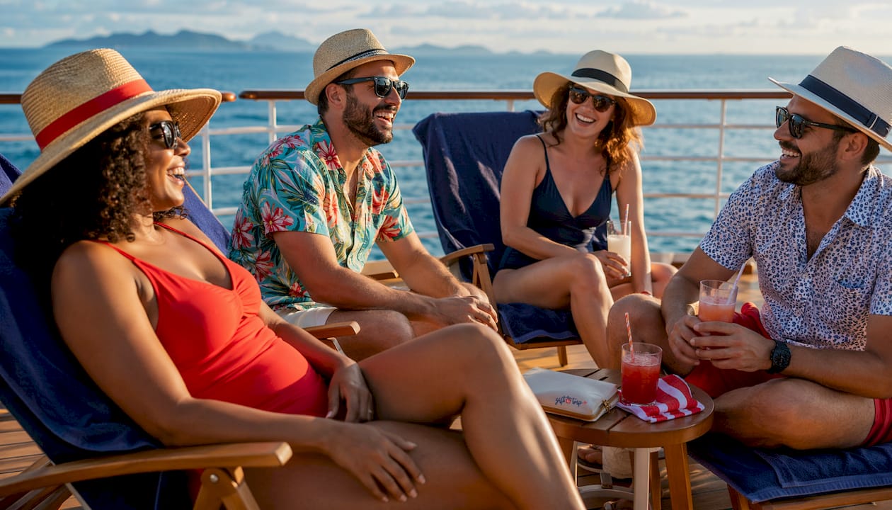charitable auction travel workflow: your 2026 guide 7 group relaxing at cruise ship pool during vacation