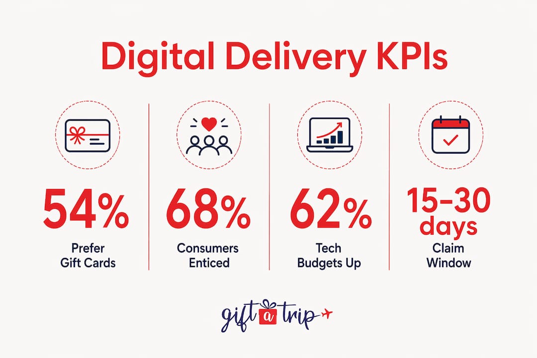 the role of digital delivery in rewards: 2026 guide 4 infographic showing key digital delivery reward statistics
