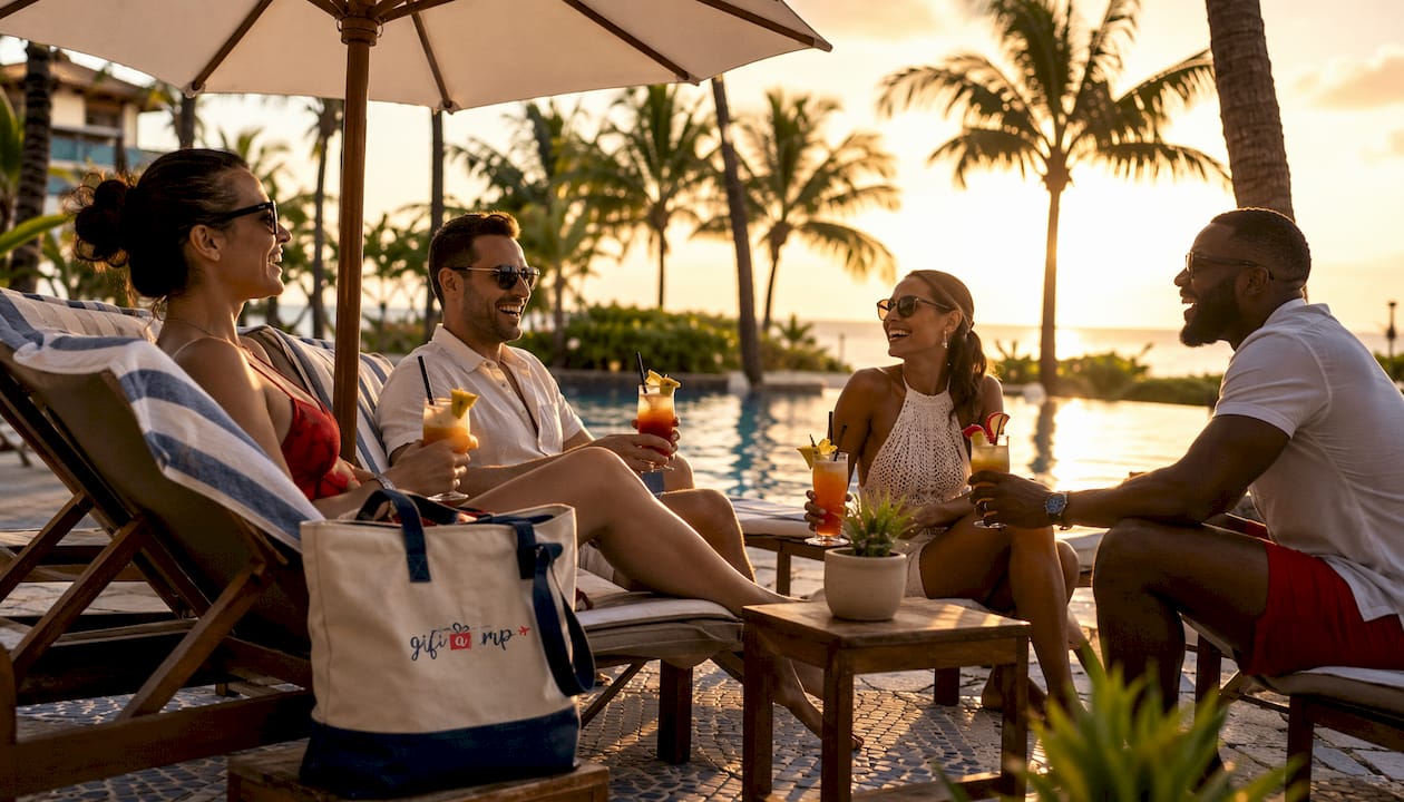 why cover taxes and fees in rewards: 2026 guide 7 people relaxing at tropical resort poolside