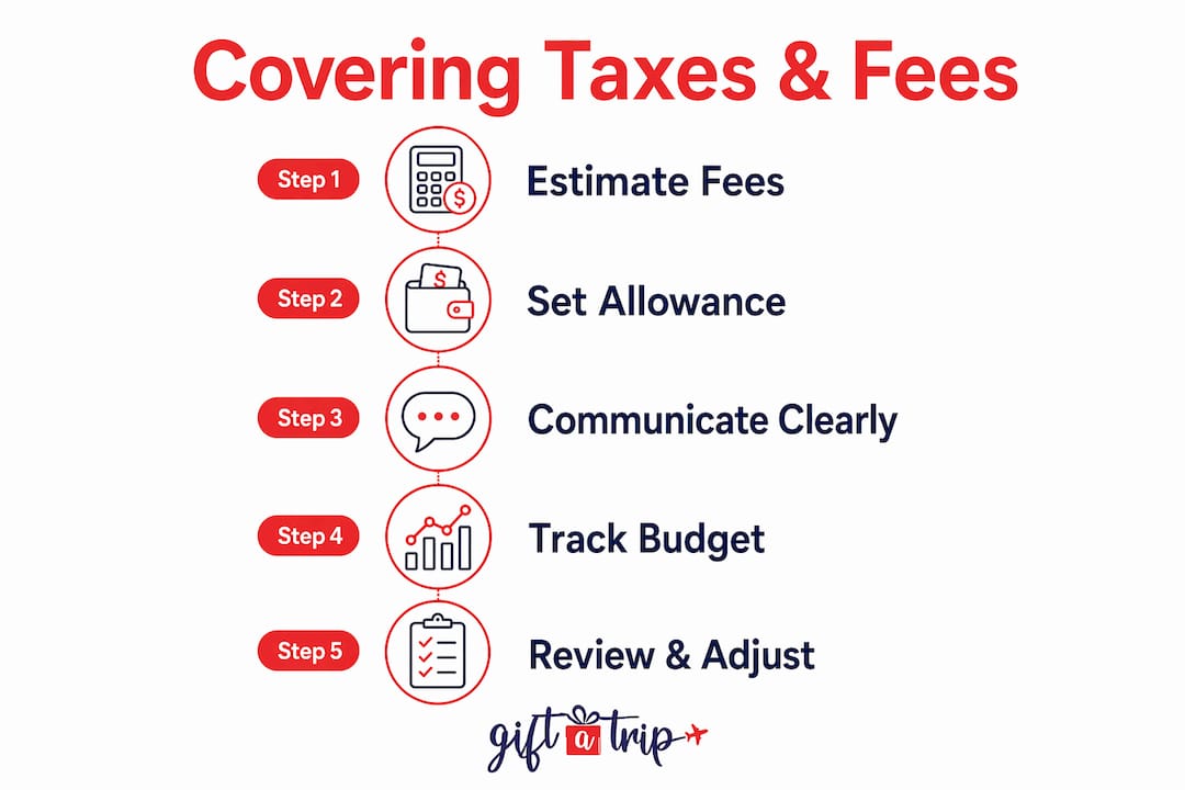 why cover taxes and fees in rewards: 2026 guide 4 infographic illustrating steps to cover taxes and fees