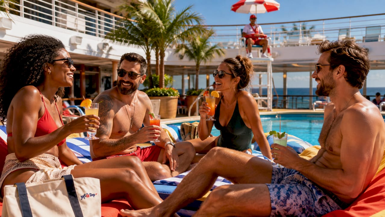 best gifts.marriott.com alternatives for travel gifts 2026 7 group enjoying cruise ship pool deck
