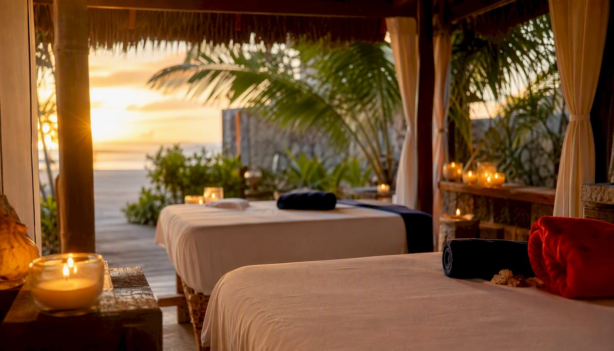 wellness travel incentives: the 2026 hr planning guide 3 spa deck prepared with massage tables at resort