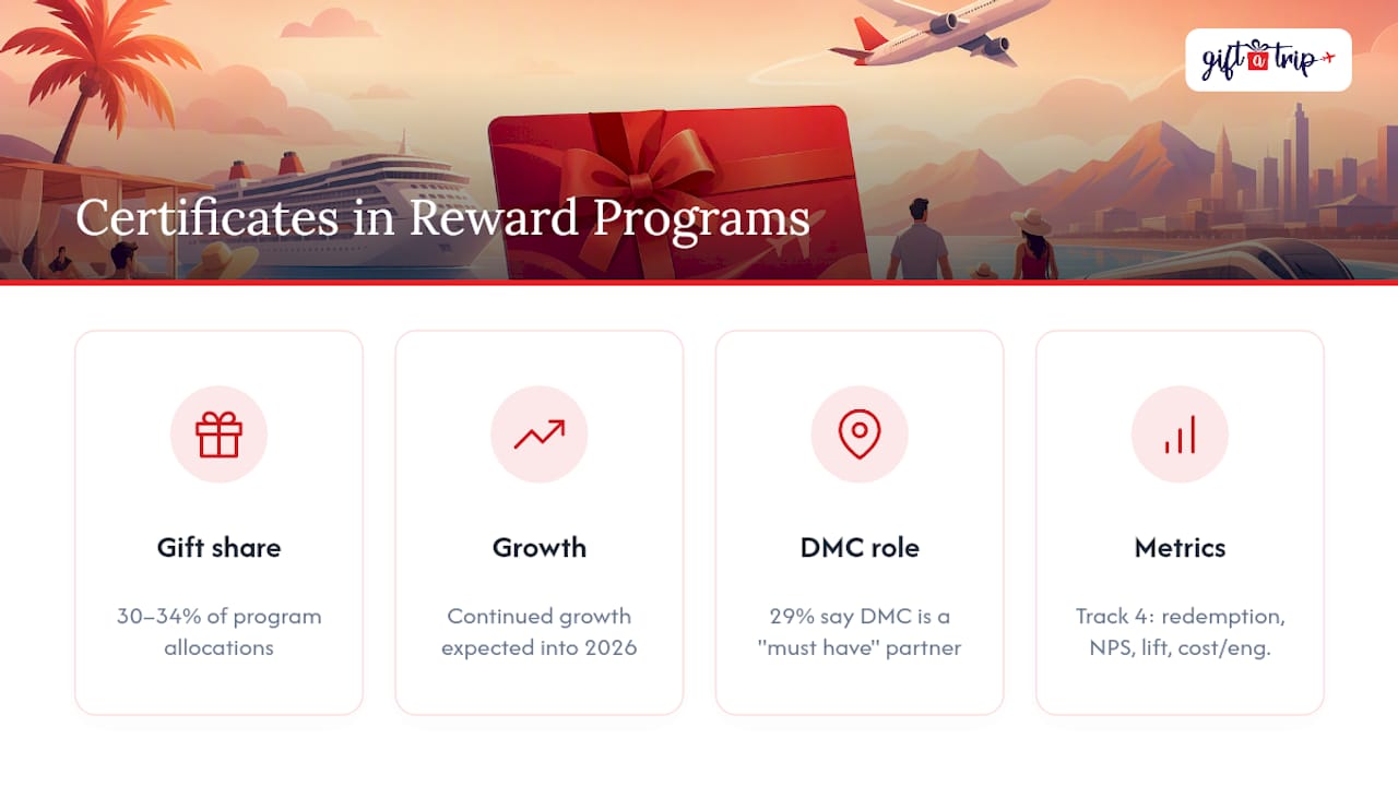 22% lift: tax inclusive branded travel gift cards for hr & events 4 diagram of travel certificate program statistics
