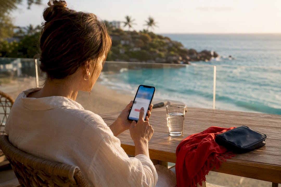 traveler selecting dates for a resort stay