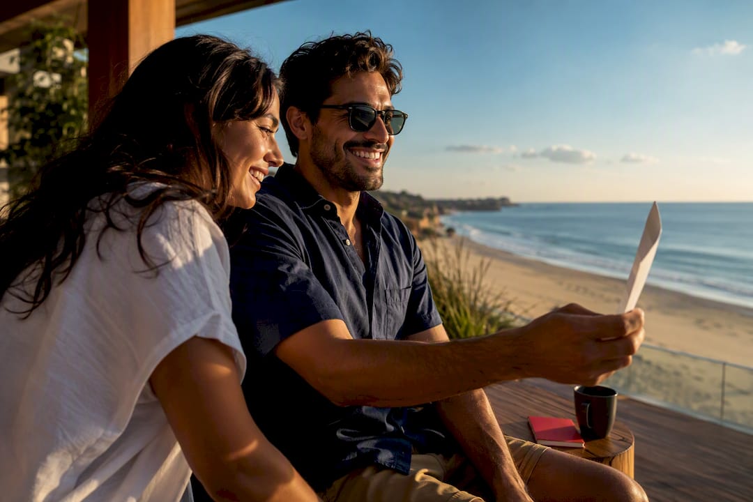 hr: design personalized travel certificates for 6–12 month programs 7 couple planning a beach getaway with certificate