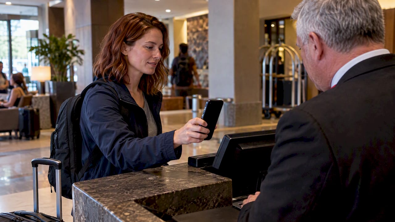 save $60,000: prove corporate gifting roi for hr with tax smart pilots 3 traveler redeeming digital certificate at hotel